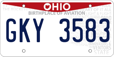 OH license plate GKY3583