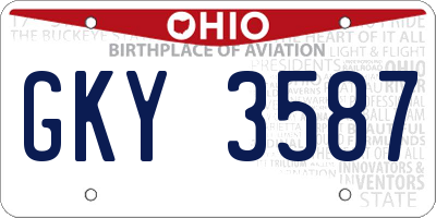 OH license plate GKY3587