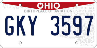 OH license plate GKY3597