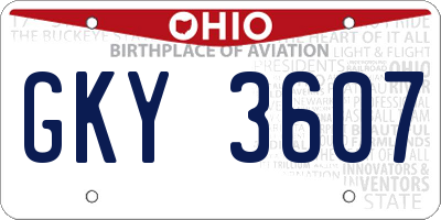 OH license plate GKY3607