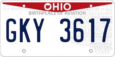 OH license plate GKY3617