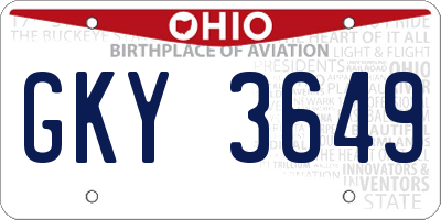 OH license plate GKY3649