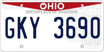 OH license plate GKY3690