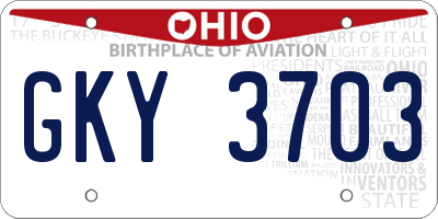 OH license plate GKY3703