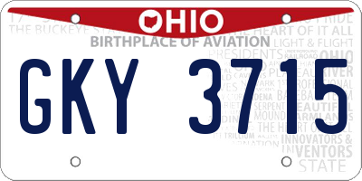 OH license plate GKY3715