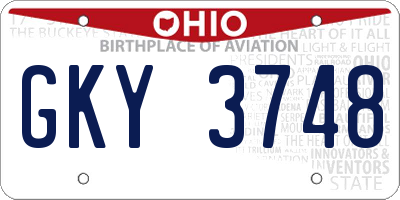 OH license plate GKY3748