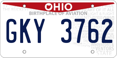 OH license plate GKY3762