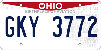OH license plate GKY3772