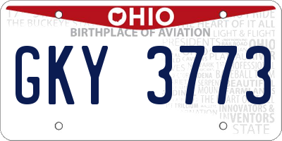 OH license plate GKY3773