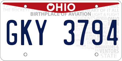 OH license plate GKY3794
