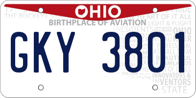 OH license plate GKY3801