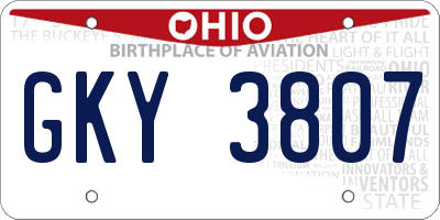 OH license plate GKY3807