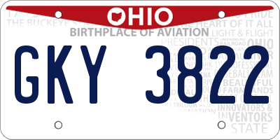 OH license plate GKY3822
