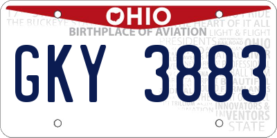 OH license plate GKY3883