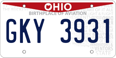 OH license plate GKY3931