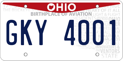 OH license plate GKY4001