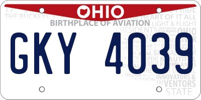 OH license plate GKY4039