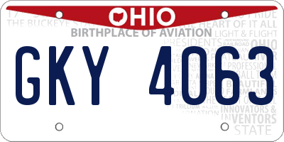 OH license plate GKY4063