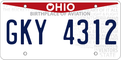 OH license plate GKY4312
