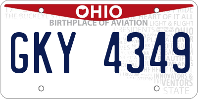 OH license plate GKY4349
