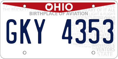 OH license plate GKY4353