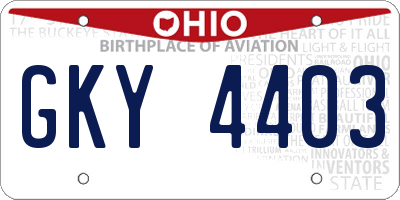 OH license plate GKY4403