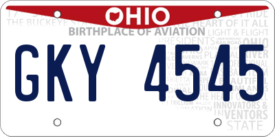 OH license plate GKY4545