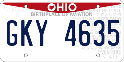 OH license plate GKY4635