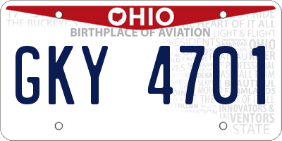 OH license plate GKY4701