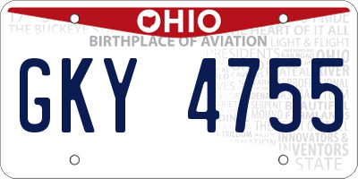 OH license plate GKY4755