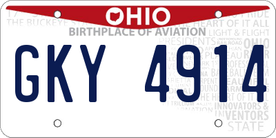 OH license plate GKY4914