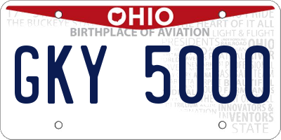 OH license plate GKY5000