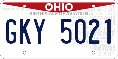 OH license plate GKY5021