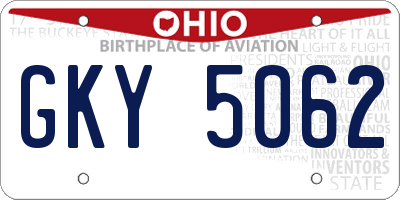 OH license plate GKY5062