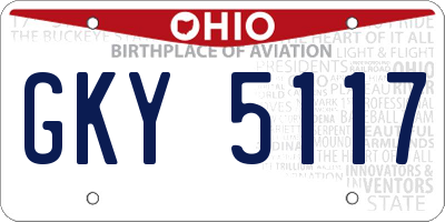 OH license plate GKY5117