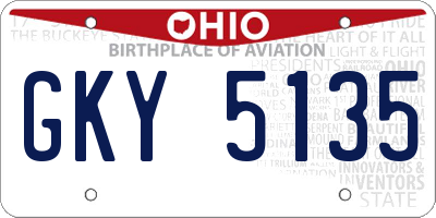 OH license plate GKY5135