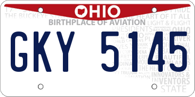 OH license plate GKY5145
