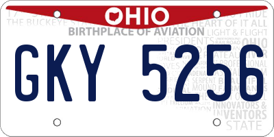 OH license plate GKY5256