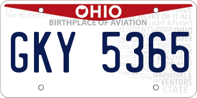 OH license plate GKY5365