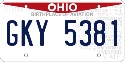 OH license plate GKY5381