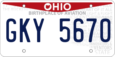 OH license plate GKY5670