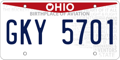 OH license plate GKY5701