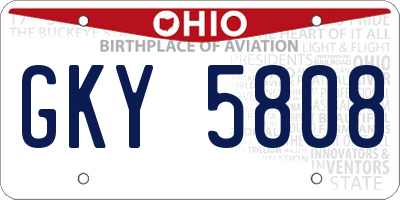 OH license plate GKY5808
