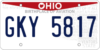 OH license plate GKY5817