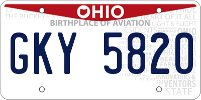OH license plate GKY5820