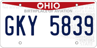 OH license plate GKY5839