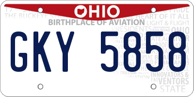 OH license plate GKY5858