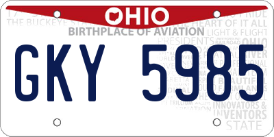 OH license plate GKY5985