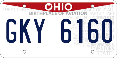 OH license plate GKY6160