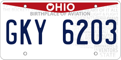 OH license plate GKY6203